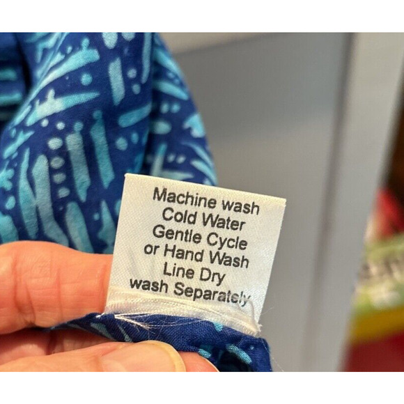 ALEGRE HANDMADE ABSTRACT FRINGED BLUE GEOMETRIC SCARF‎ 100 % RAYON INDONESIA - Picture 4 of 4